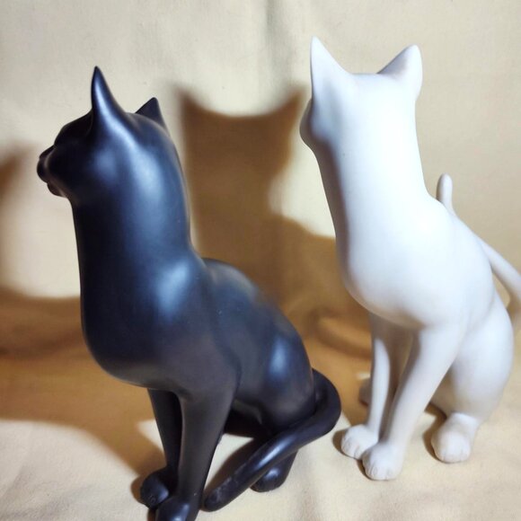 Vintage 1986 Franklin Mint “Counterpoint” Black & White Cat Pair. SHIPS FREE - Picture 5 of 8